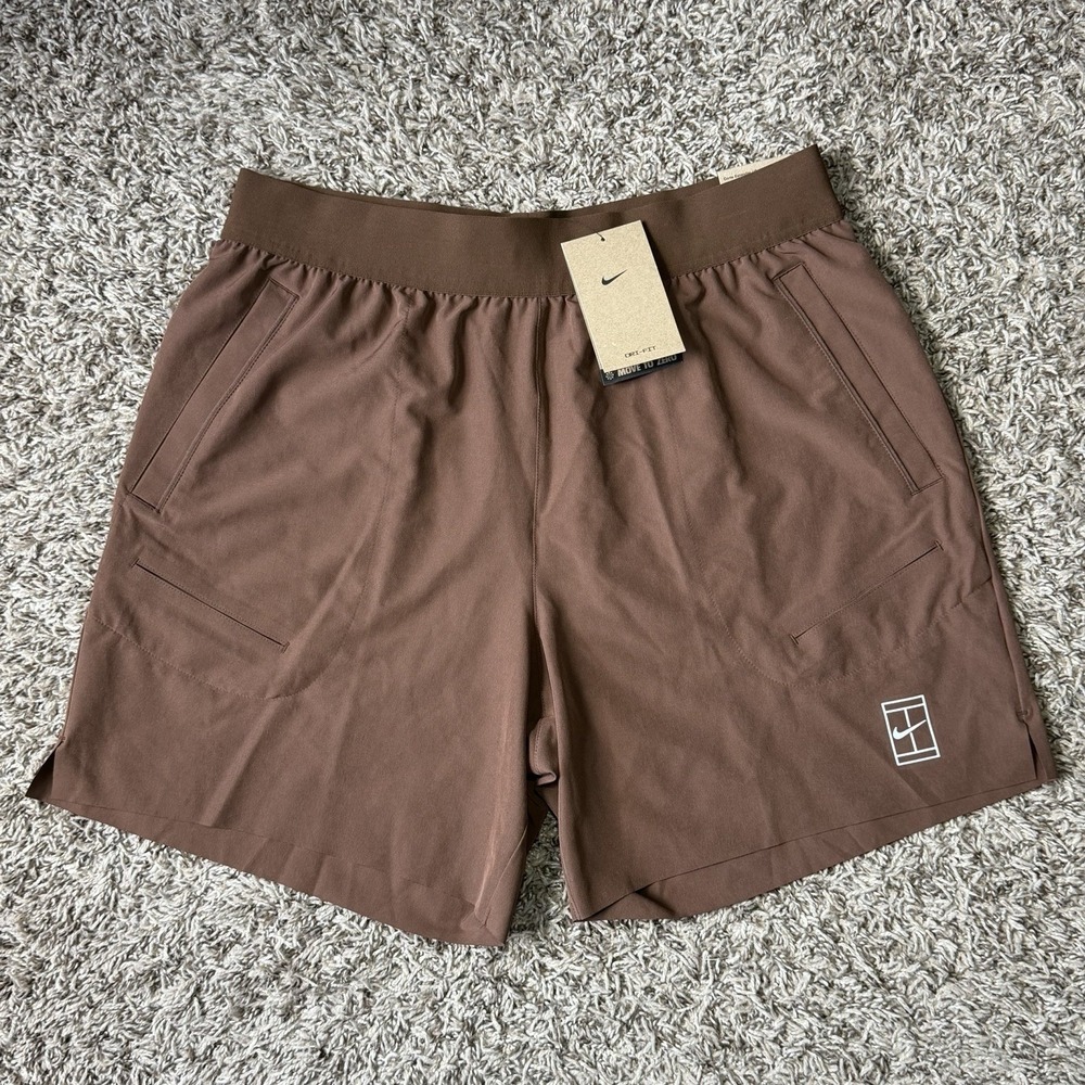 Nike Court Advantaged Dri Fit 6" Tennis Shorts Brown Men's Medium FZ6913-259 NEW